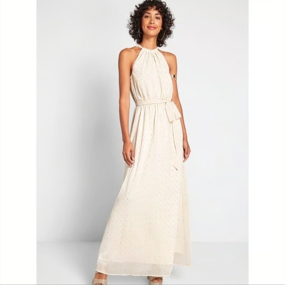 Modcloth Dresses & Skirts - ModCloth Illuminated Elegance Chiffon Maxi Dress in Ivory